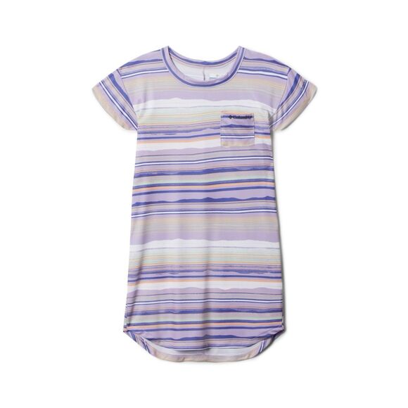Columbia Big Girls Parker Ridge T-shirt Dress - Frosted Purple Horizons Stripe S - Picture 1 of 3